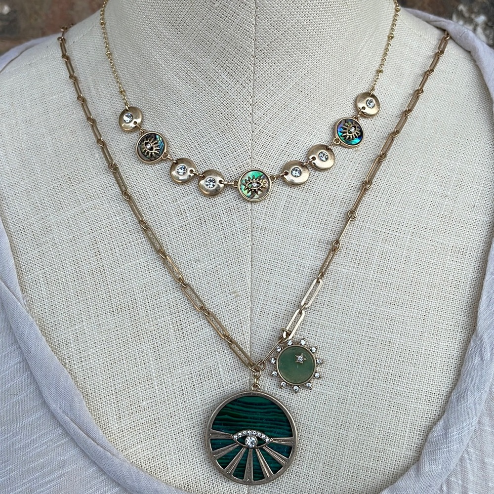 LONNA & LILLY Set in Distressed Gold-Tone Two-Row Long Pendant Necklace, 34" NWT
